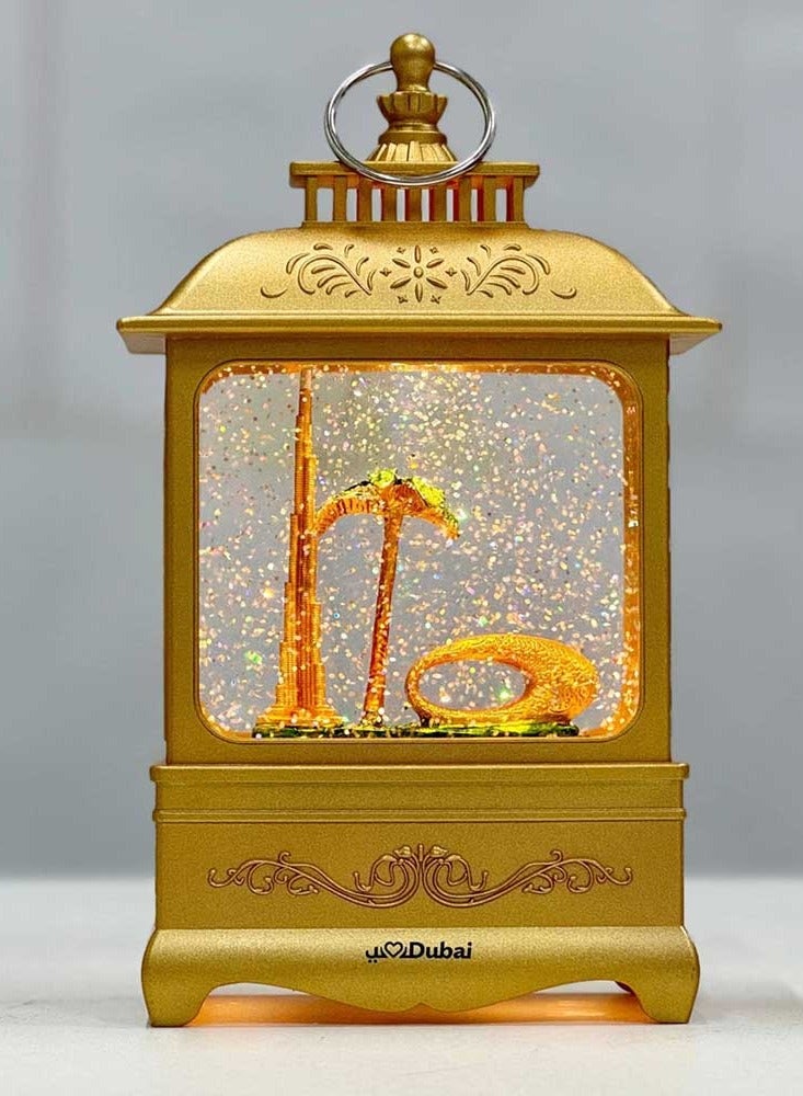 Beautiful Ramadan Water Glitter Lantern – Light-Up Souvenir Decore with Iconic Dubai Landmarks
